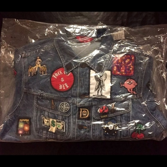 RARE NWT Supreme Patches Denim Jacket SS18 M - Picture 4 of 5